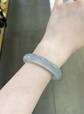 扁条高冰蓝水天青色镯子玉石镯