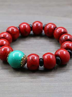 二代绿松石手链鼓珠搭配