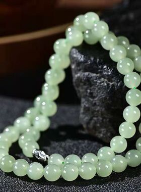 新疆天然和田色青玉项链