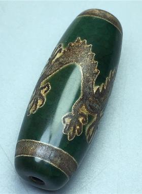 西藏天然真品绿色龙纹观音