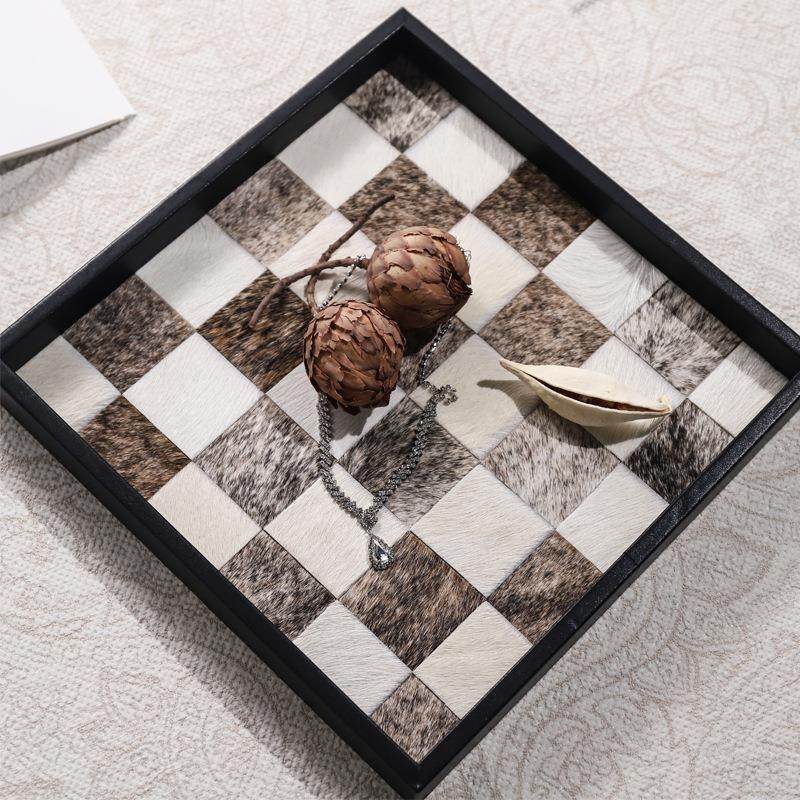 多莫家居香薰马毛棋盘格托盘摆件ins风北欧首饰咖啡杯桌面收纳盘,淘宝优惠券,粉丝福利购,淘宝优惠卷