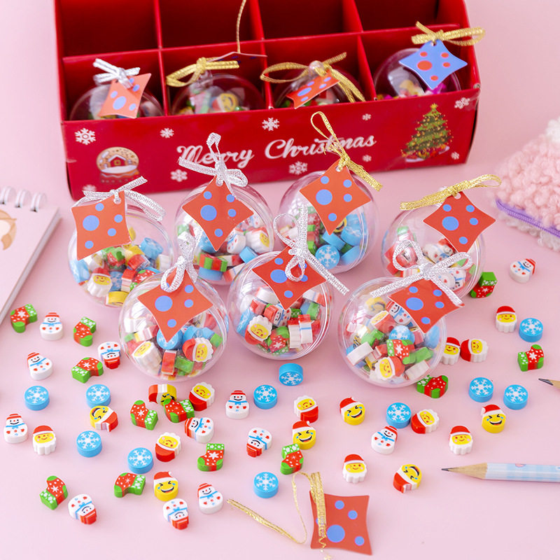 Creative Christmas Ball Eraser Stationery Set Kindergarten Small Gifts Student Children's Prizes School Gift T