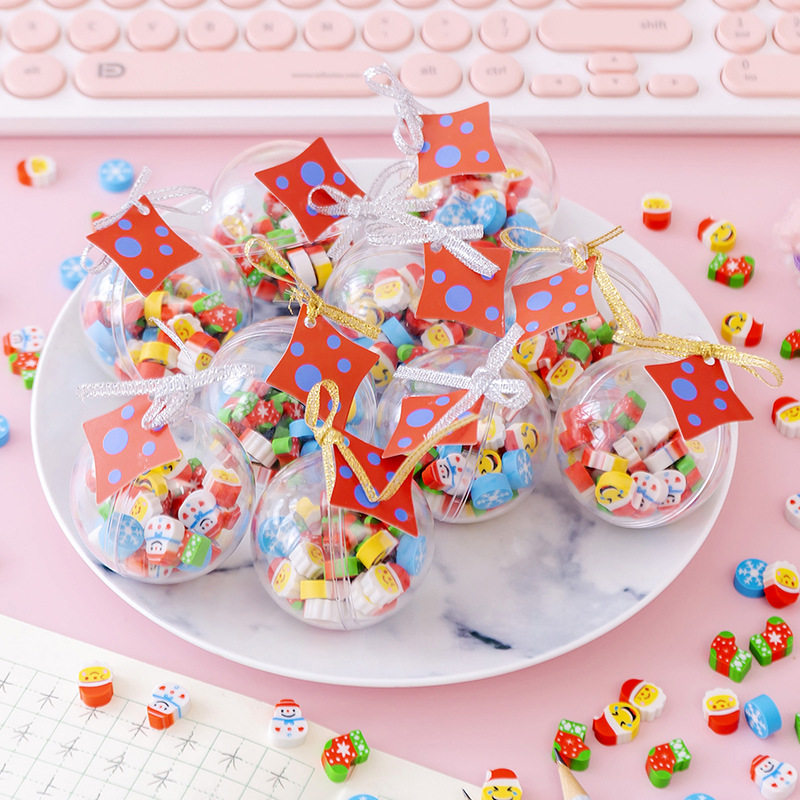 Creative Christmas Ball Eraser Stationery Set Kindergarten Small Gifts Student Children's Prizes School Gift T