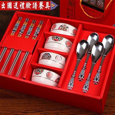 。京剧脸谱马勺餐具l礼品中国风A礼物套装送外国人实用特色出国。