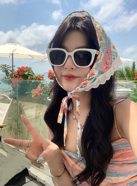 海边拍照护眼太阳眼镜韩版高级感复古百搭显脸小防晒方形墨镜女