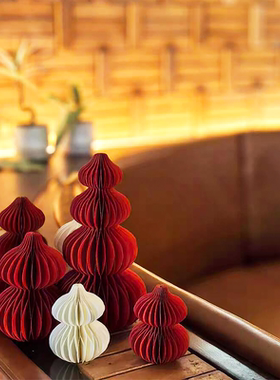 折叠纸葫芦摆件红色蜂窝桌面客厅装饰品2025过春节蛇年店铺布置