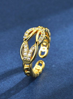 新款多线条交织8字形戒指女旅游纪念品男士戒指铜镀金镀银