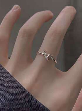 千纸鹤戒指女学生党轻奢ins冷淡风小众设计学生高级感百搭开口戒