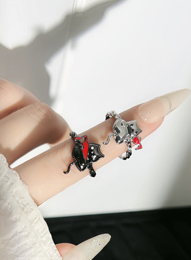 可爱学生小众设计小酒鬼创意戒指女万圣节独特个性轻奢闺蜜指环潮