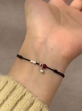 新中式年年有余小鱼手链红色新年喜庆编织手绳女小众简约国潮手饰