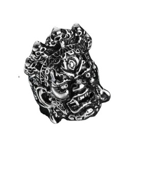 复古夸张大黑天戒指霸气潮人个性小众京剧脸谱关节指环潮男饰品