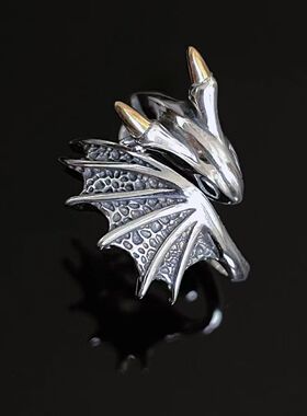 欧美爆款复古小飞龙戒指不规则ins潮小众设计感开口可调节食指戒