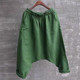 Summer linen low-grade baggy pants harem pants youngful vitality loose casual large size trendy pants small feet original green handsome