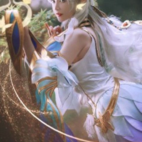 王者荣耀cos服貂蝉星元新版皮肤金色仲夏夜cosplay白色蝴蝶送发冠 - 图2