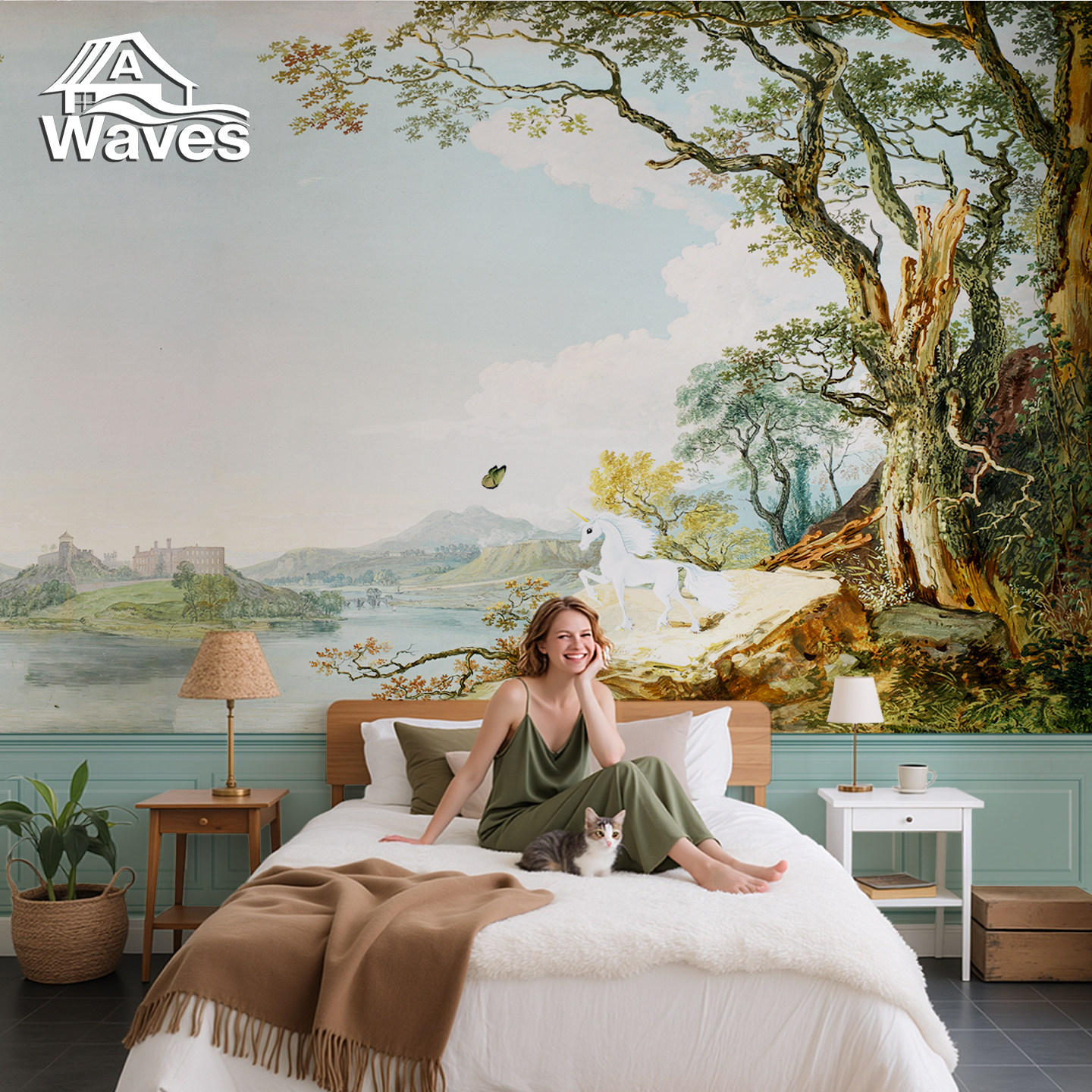 欧式风景油画图案墙布客厅电视背景墙壁画无缝沙发轻奢法式墙纸,淘宝优惠券,粉丝福利购,淘宝优惠卷