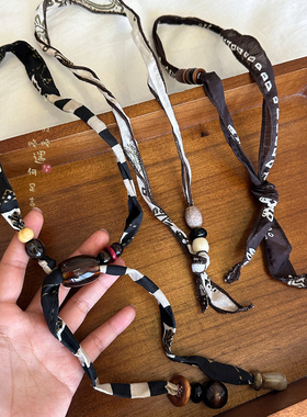 腰果丝巾布艺木珠项链小众设计