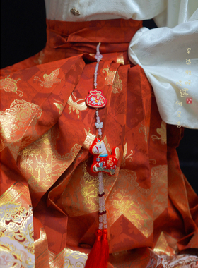 红色小马流苏禁步国风古风挂件