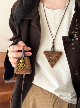 零钱包吊坠项链美拉德复古