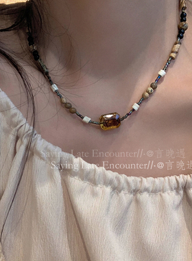 天然石串珠项链新中式国潮锁骨链