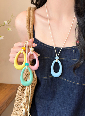 不规则椭圆项链复古多巴胺锁骨链