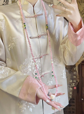 民族风串珠流苏长款斜挎链女新中式国风菩提项链复古古风装饰配饰