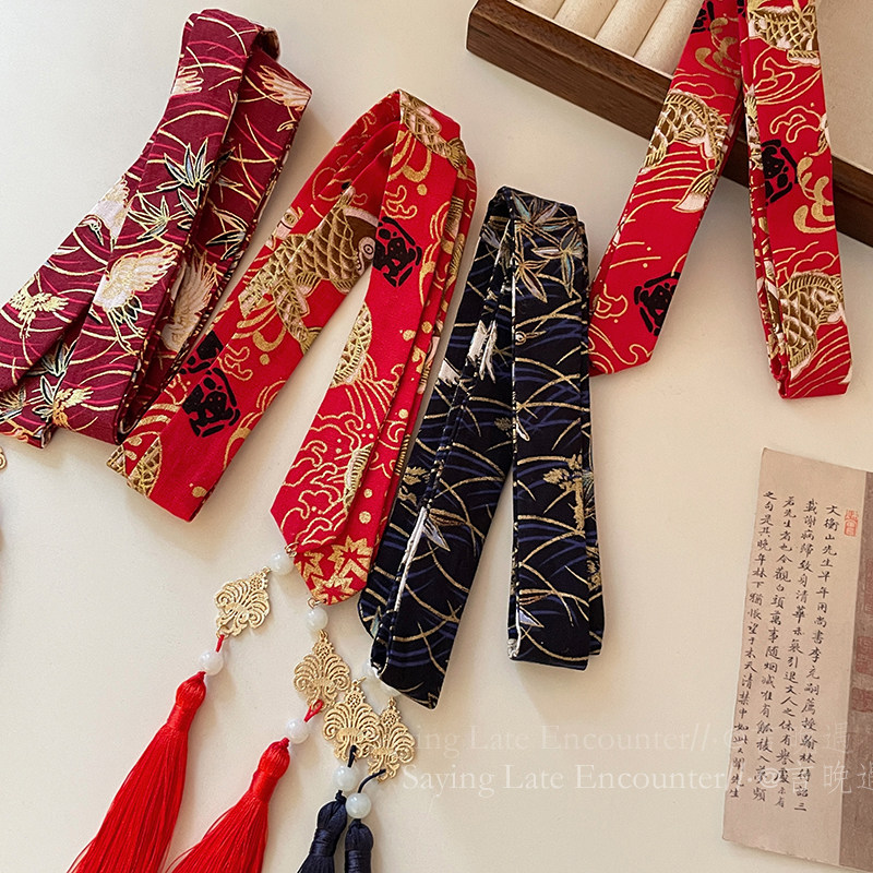 新中式古风红色锦鲤流苏发带女国风汉服飘带新年儿童喜庆过年配饰,淘宝优惠券,粉丝福利购,淘宝优惠卷