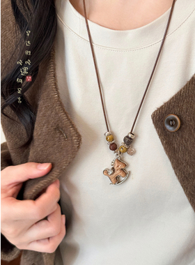 小马长款串珠项链秋冬日常百搭