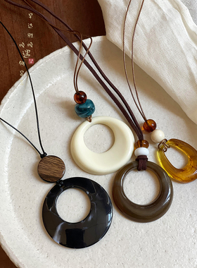 国风吊坠项链日常百搭配裙子