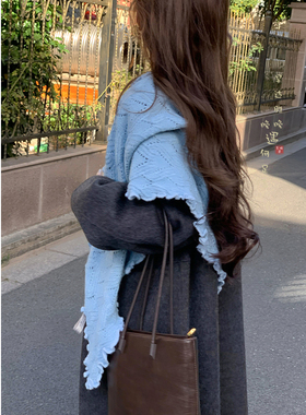 木耳边三角巾围巾围脖披肩两用