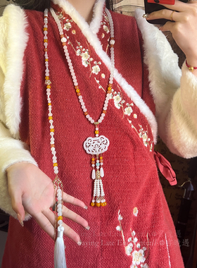 复古璎珞背云长流苏串珠项链女新中式小众高级感古风汉服旗袍配饰
