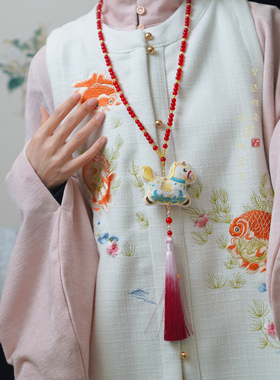 新年小马流苏项链国风毛衣链