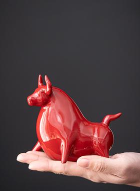 创意陶瓷红牛家居摆件