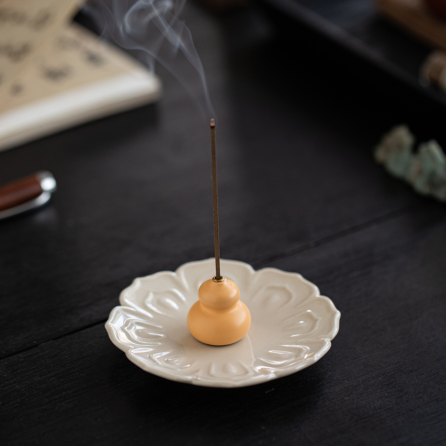 国风福禄线香炉陶瓷七彩小葫芦香插香座禅意茶台桌面香薰炉小摆件 - 图2