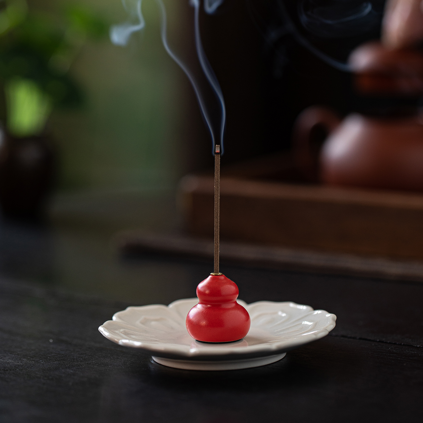 国风福禄线香炉陶瓷七彩小葫芦香插香座禅意茶台桌面香薰炉小摆件 - 图0