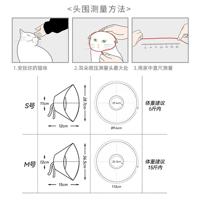 医用猫伊丽莎白猫项圈头套猫脖圈软布无纺布头套术后防舔防抓猫用 - 图1