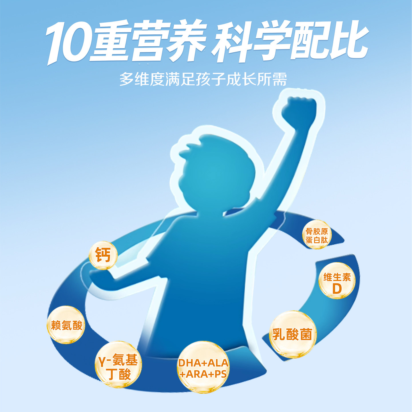 【抖音同款】优卡丹γ-氨基丁酸DHA骨胶原成长多效营养三合一正品