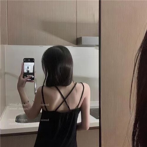 睡衣女士夏季性感纯欲风睡裙女美背吊带宽松韩版情调中长裙家居服 - 图2