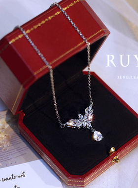 DIY锆石水滴女超闪项链耳环套装