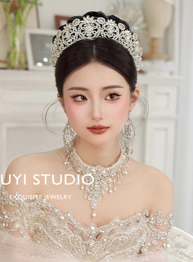 新款奢华复古女王皇冠主婚礼闪耀水钻头冠婚纱摄影生日派对王冠