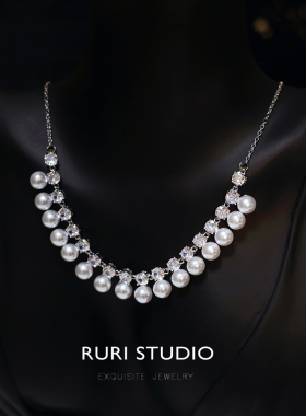 韩式水滴珍珠双层女简约闪亮