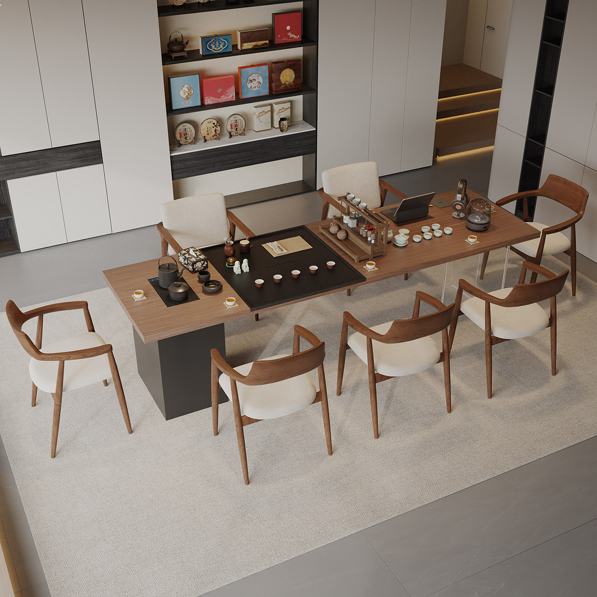 实木大板茶桌轻奢现代高级感会客接待泡茶桌办公桌带茶台一体式,淘宝优惠券,粉丝福利购,淘宝优惠卷