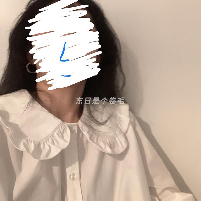 复古娃娃领衬衫女秋冬新款设计感小众洋气减龄长袖内搭白色衬衣女