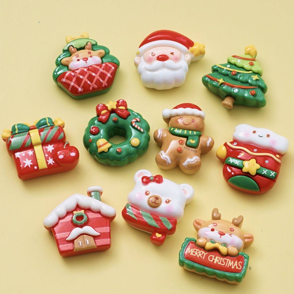 新款厚圣诞奶油胶卡通树脂diy饰品配件小挂件发夹diy手串配饰,淘宝优惠券,粉丝福利购,淘宝优惠卷