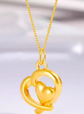 新款心心相印项链女款金包银吊坠甜美时尚送女友老婆生日七夕礼物