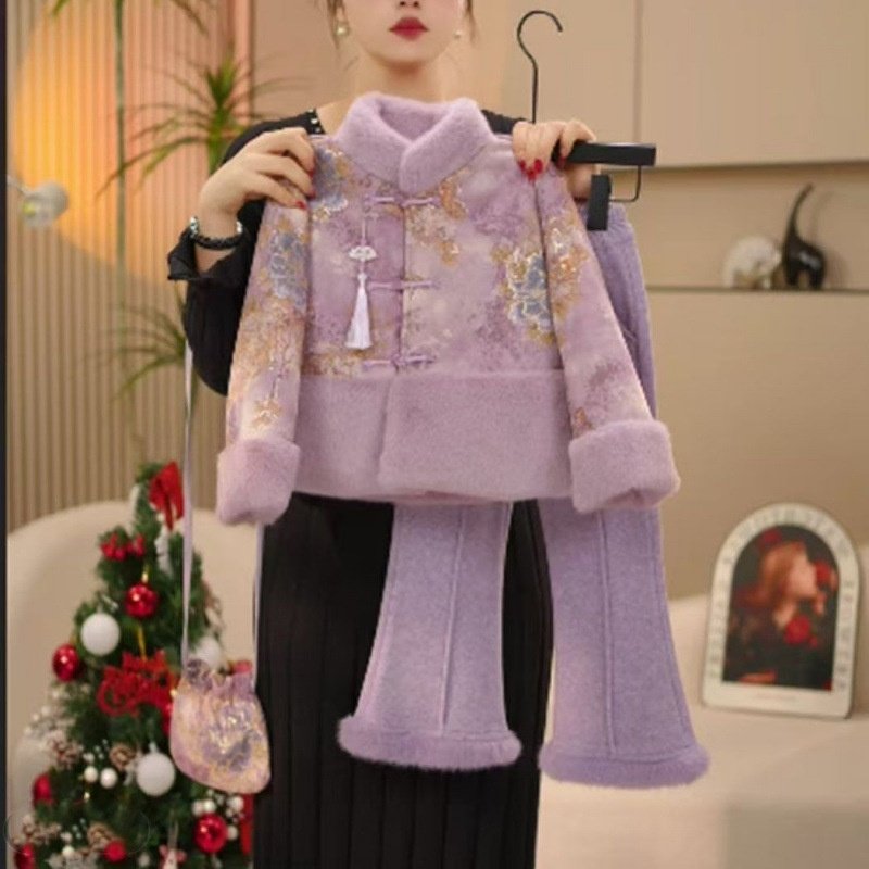 女童2025新款拜年服套装冬装棉衣中大童加绒汉服国风中式加厚外套,淘宝优惠券,粉丝福利购,淘宝优惠卷