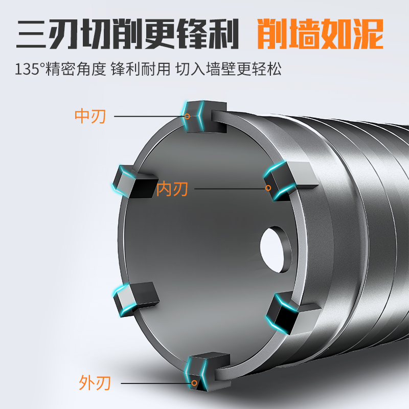 墙壁开孔器混凝土电锤冲击钻头空调管砖墙穿墙打孔神器干钻扩孔钻 - 图0