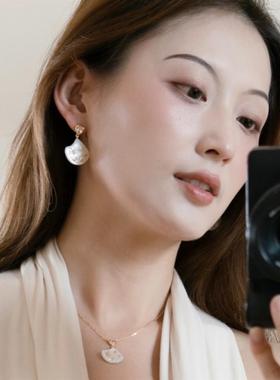 925纯银何方贝母星光耳环