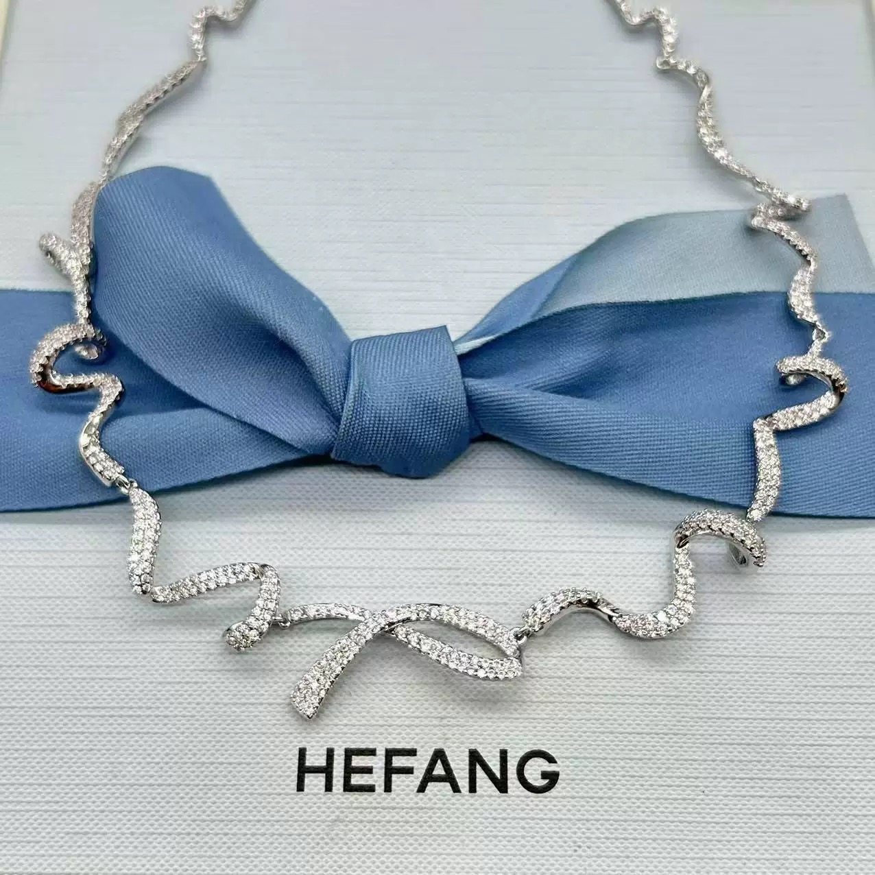 何方hefang珠宝双层蝴蝶结耳环轻奢优雅高级感璀璨飘带项链礼物银,淘宝优惠券,粉丝福利购,淘宝优惠卷