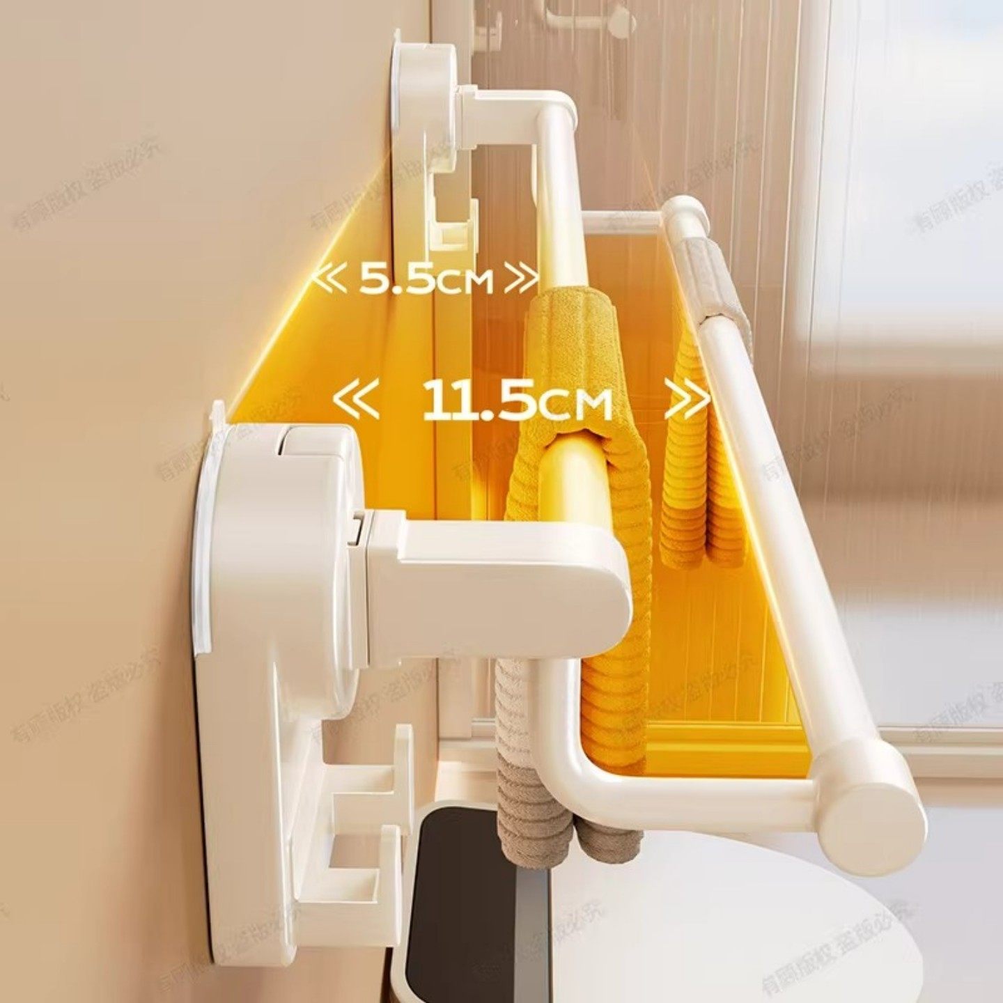 吸盘毛巾架卫生间免打孔可伸缩浴室置物架洗手间浴巾清洁收纳架,淘宝优惠券,粉丝福利购,淘宝优惠卷