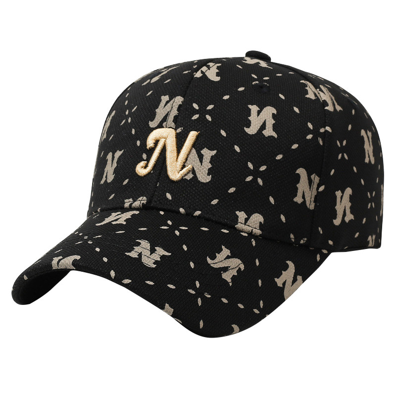 新款帽子女时尚菠萝布硬顶鸭舌帽男字母刺绣遮阳帽户外显脸小百搭,淘宝优惠券,粉丝福利购,淘宝优惠卷